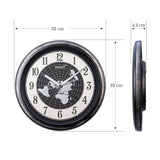 QXA825S Black & Grey World Map Clock