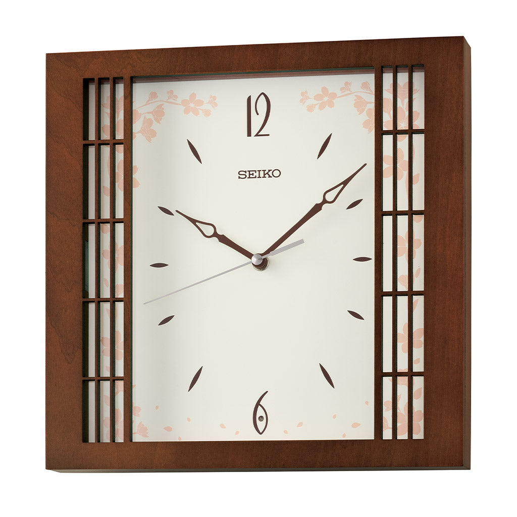 QXA848B Cherry Blossom Glass Panel Clock