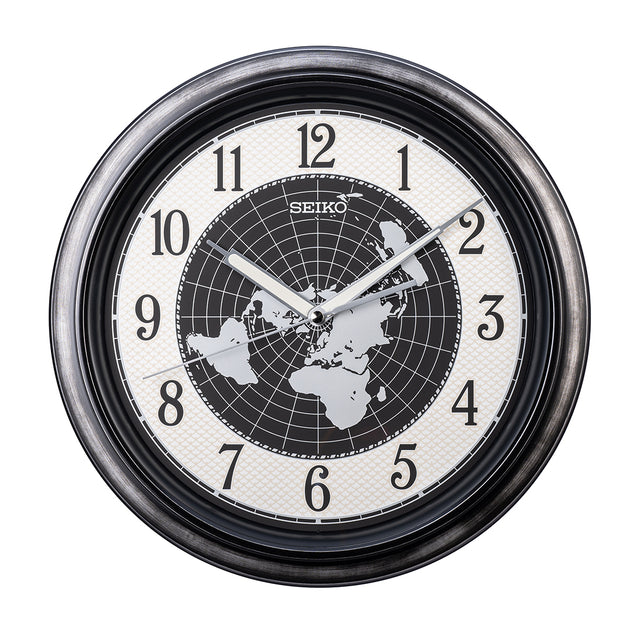 SEIKO ONLINE STORE QXA825S Black & Grey World Map Clock