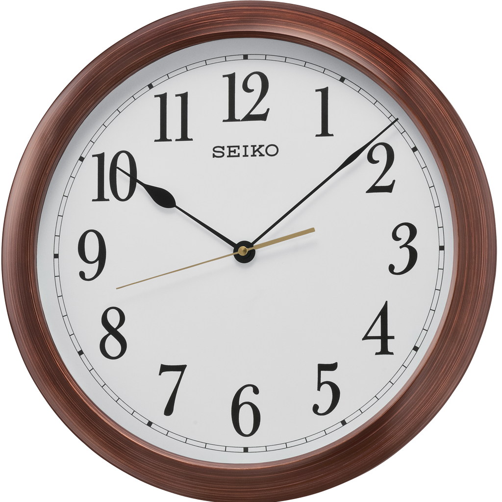 Elegant wood coloured wall clock with white dial QXA598B