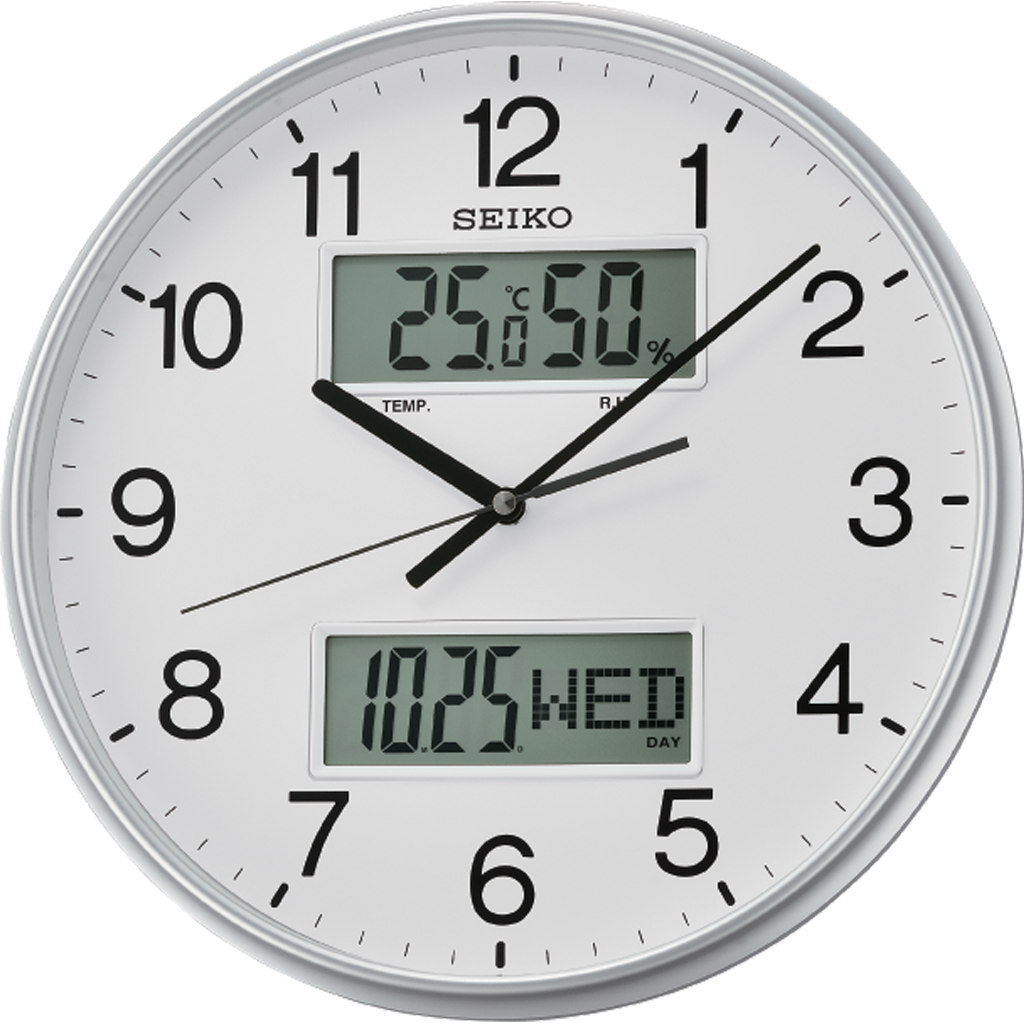 Quiet sweep second hand LCD calendar LCD Thermometer & Hygrometer Seiko Clock For Office