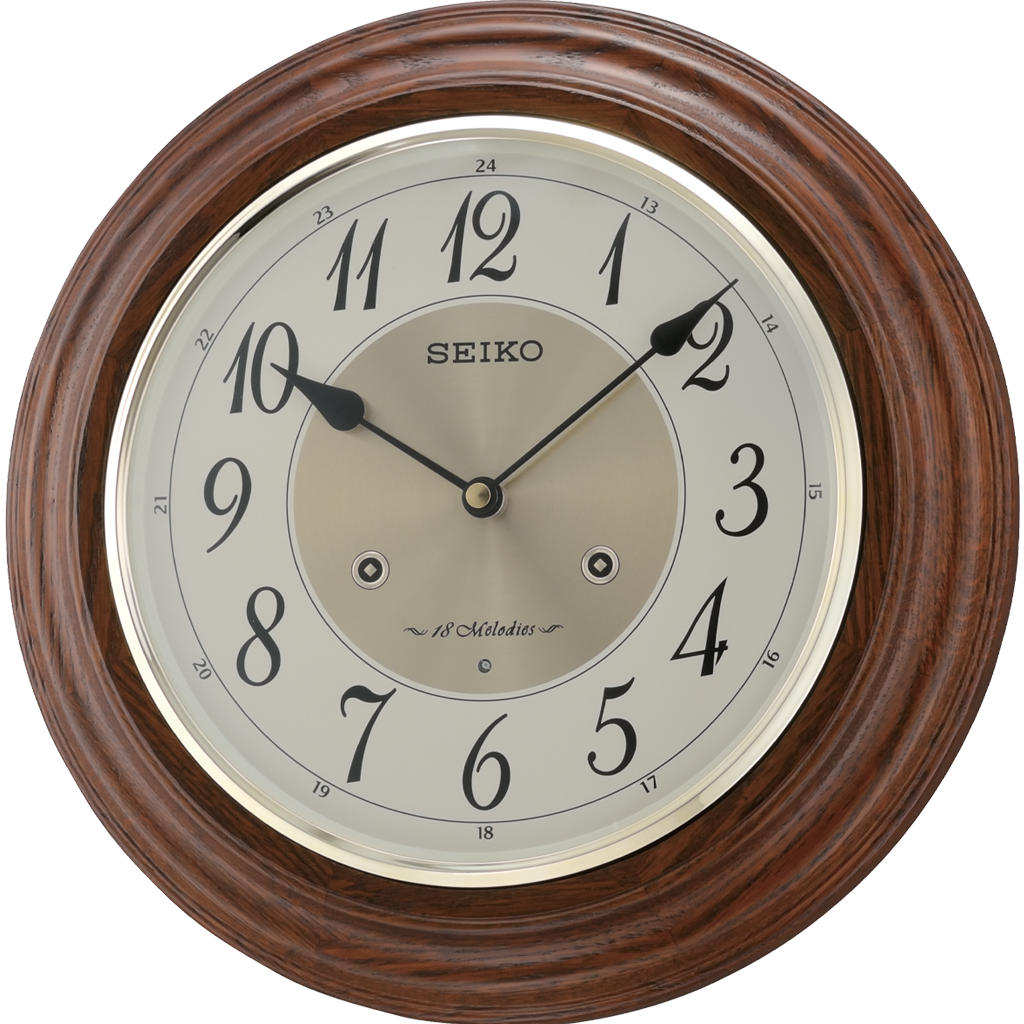 Musical Oak Wood Clock with classic finish and 18 Melodies QXM283B