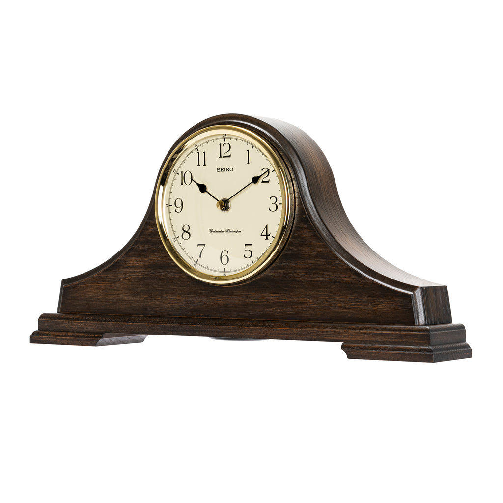 QXJ031B Wooden Oak Finish Mantel Clock with Hourly Chime