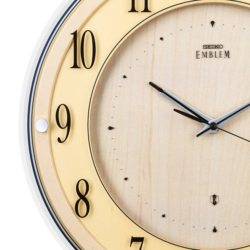 AHS558B EMBLEM Wooden Case Quiet Sweep Silent Movement Wall Clock