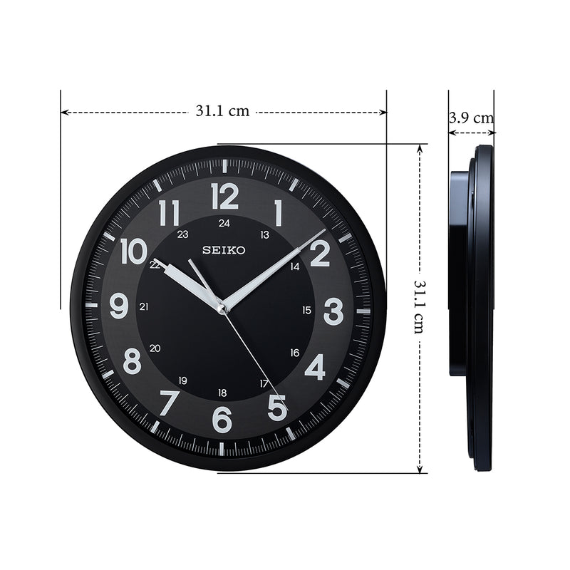 QXA628K Black dial clock with Lumibrite Markers