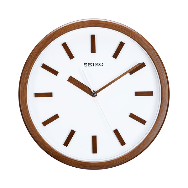 QXA681B Minimalistic White and Brown Clock