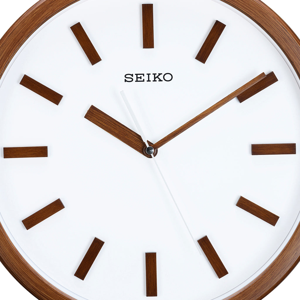 QXA681B Minimalistic White and Brown Clock