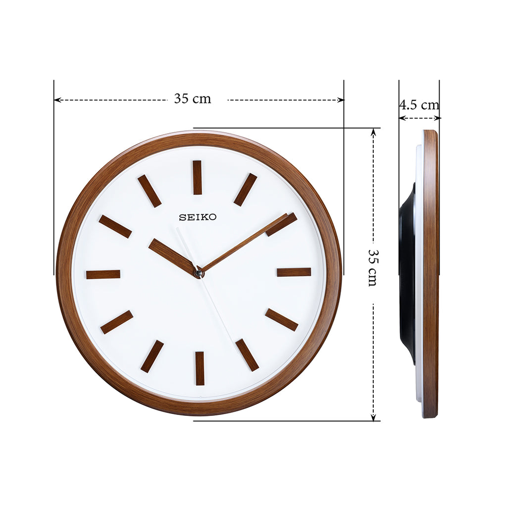 QXA681B Minimalistic White and Brown Clock