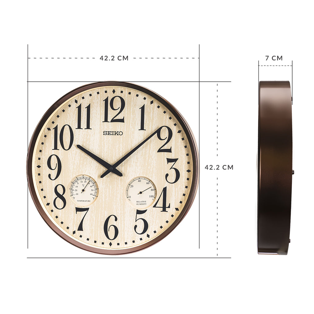 QXA783B Contemporary Clock with Hygrometer and Thermometer