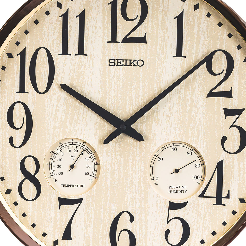 QXA783B Contemporary Clock with Hygrometer and Thermometer