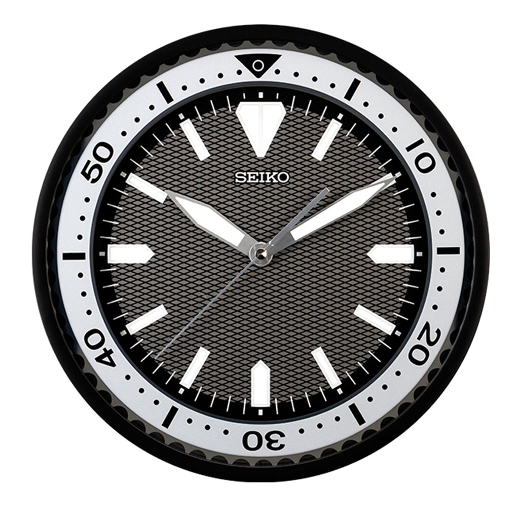 QXA791T Black-White Textured Dial Clock