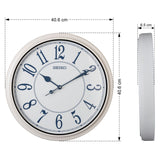 QXA801W White Clock with Blue Markers