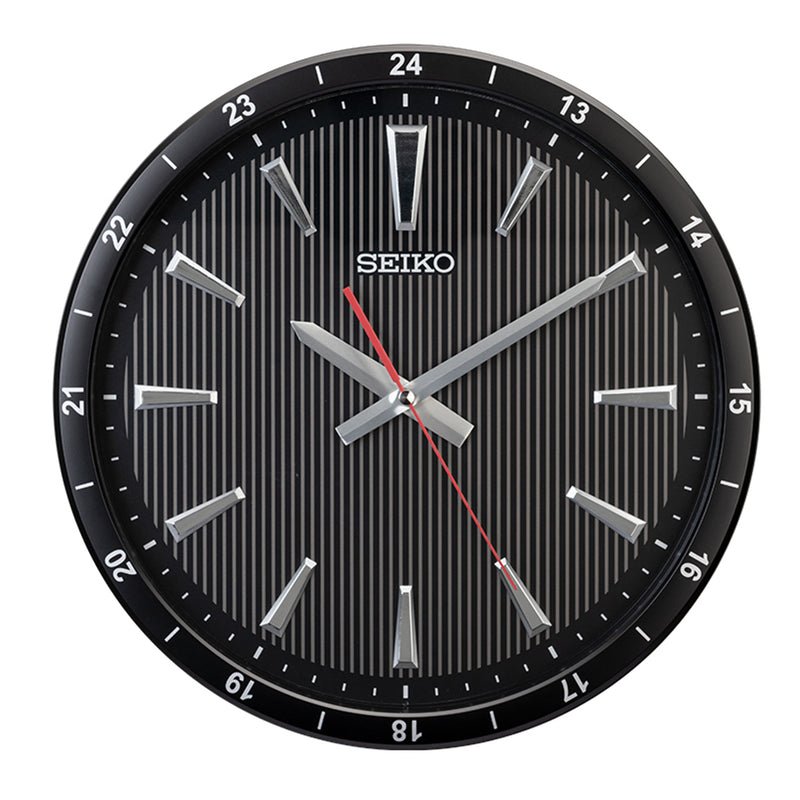 QXA802K Black Clock with Textured Dial