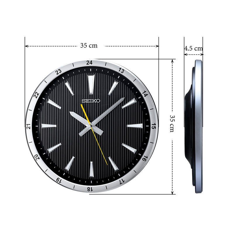 QXA802S Black Striped Dial Decor Clock