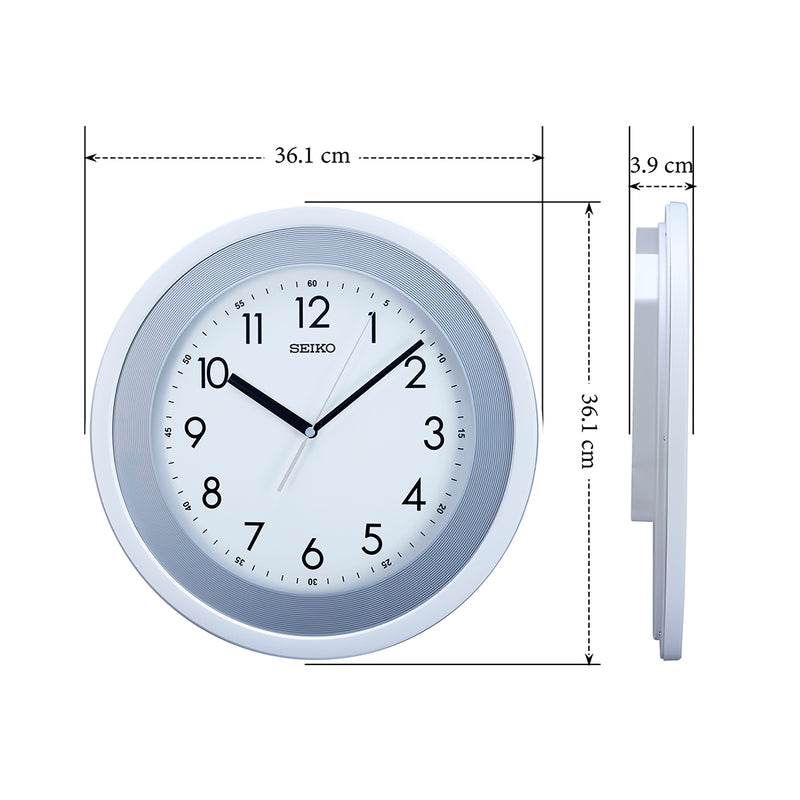 QXA812W Silver-White Dial Clock