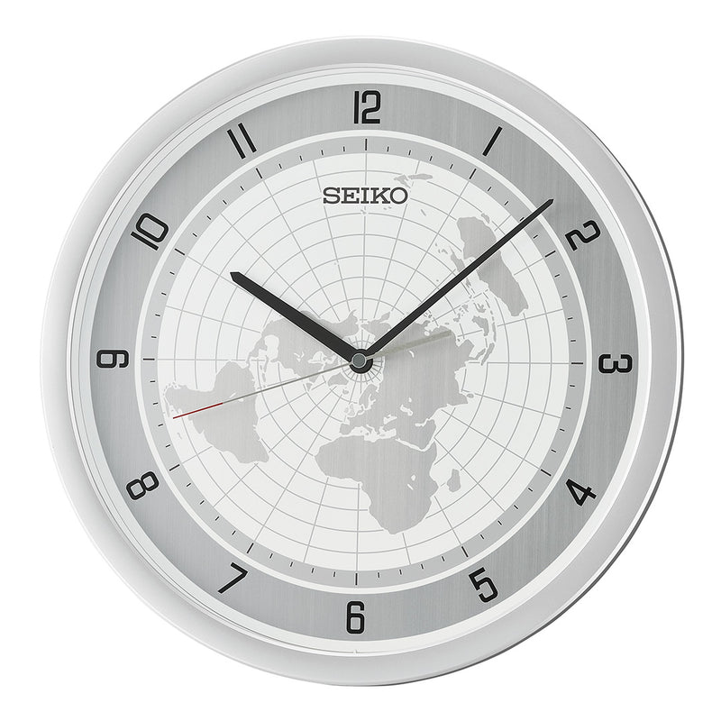 QXA814A Silver-White Dial World Map Clock
