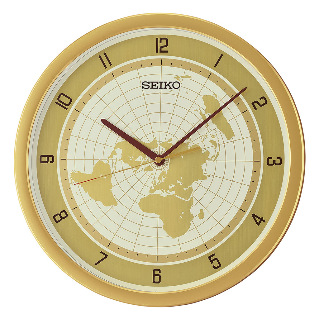 QXA814G Hazlenut Dial World Map Clock – SEIKO CLOCKS INDIA