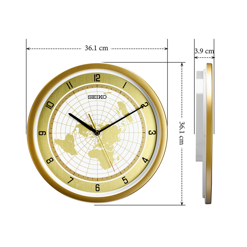 QXA814G Hazlenut Dial World Map Clock