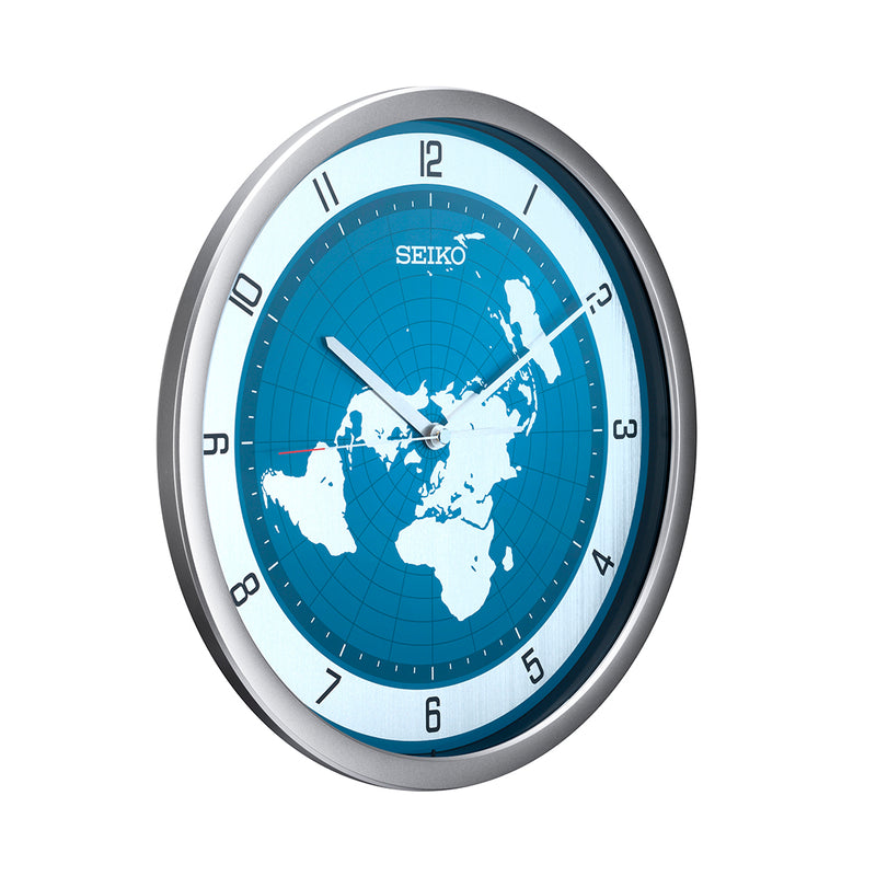 QXA814S Peacock Blue Dial World Map Clock