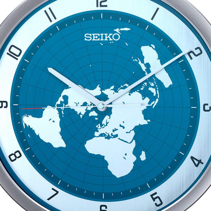 QXA814S Peacock Blue Dial World Map Clock