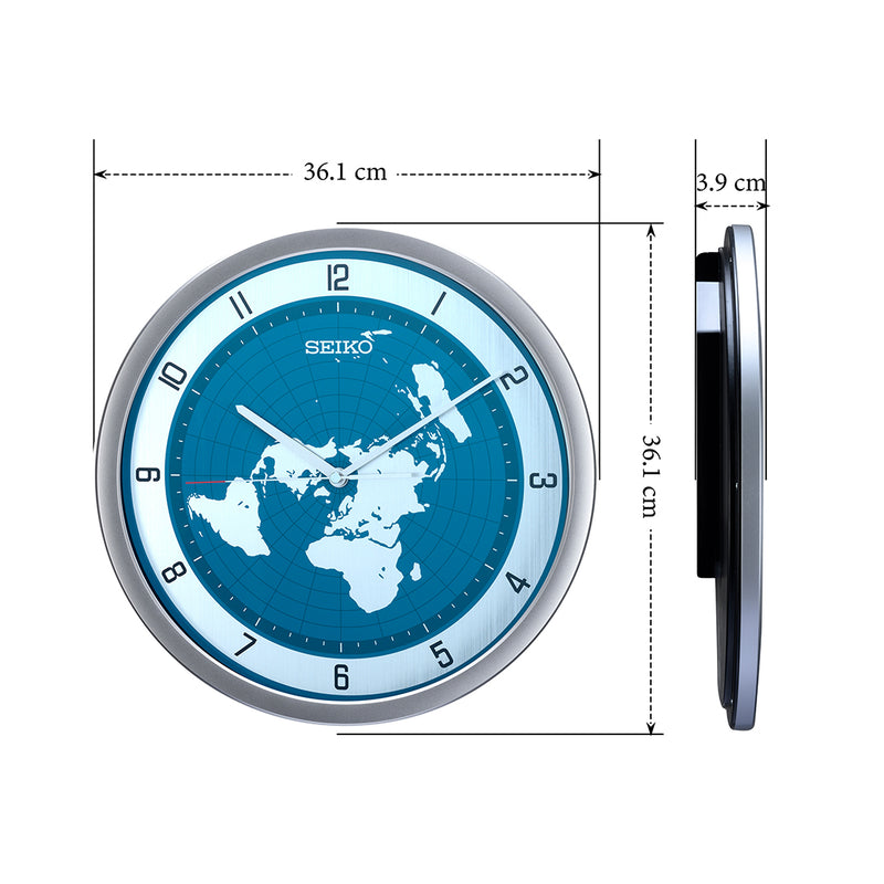 QXA814S Peacock Blue Dial World Map Clock