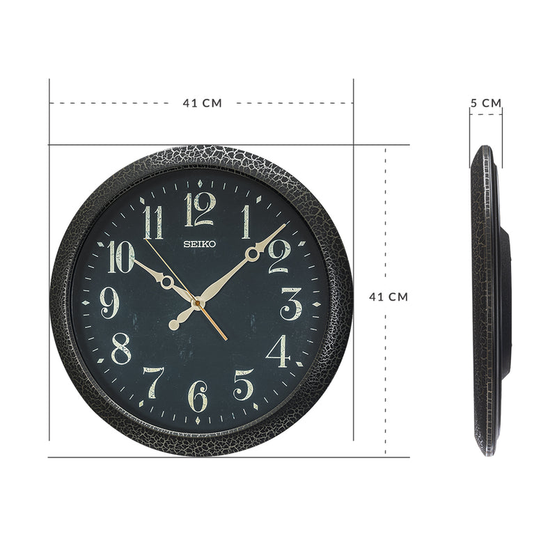 QXA815K Black Contemporary Decor Clock