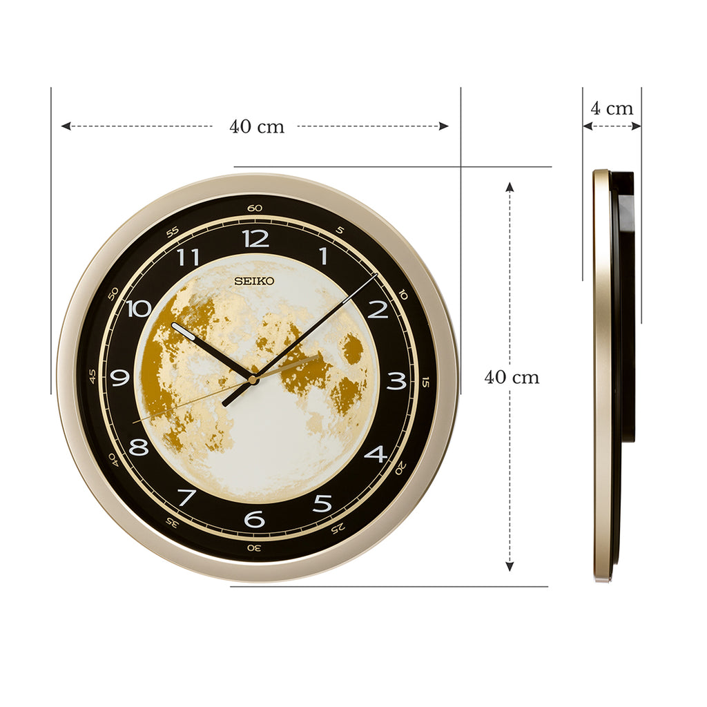 The Seiko QXA801H is a 16 Wall Clock features an oversized round frame