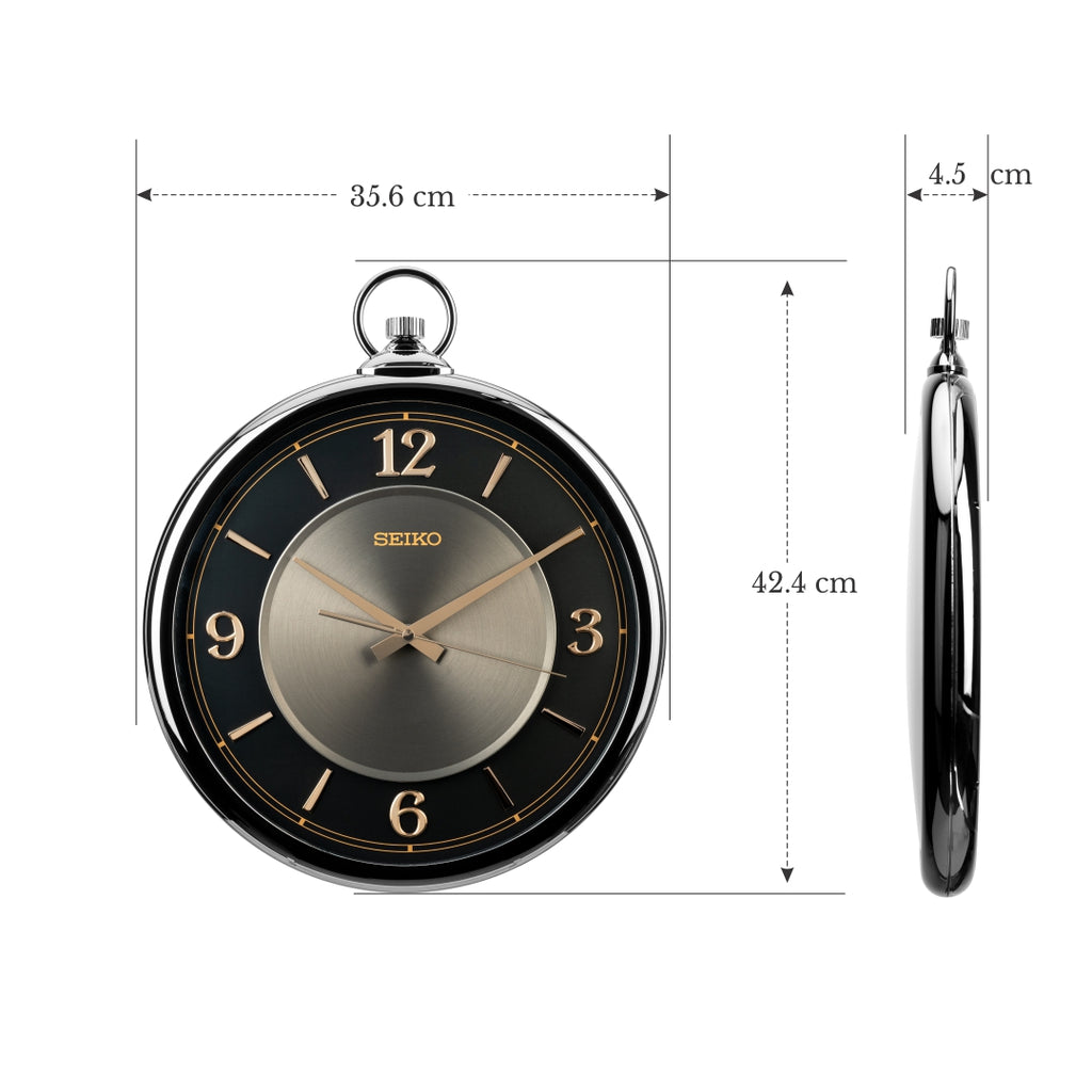QXA843K Contemporary Black-Grey Décor Clock