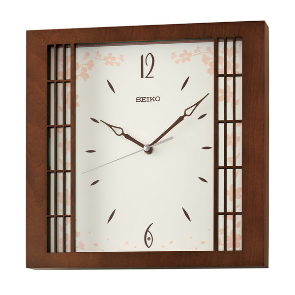 QXA848B Cherry Blossom Glass Panel Clock