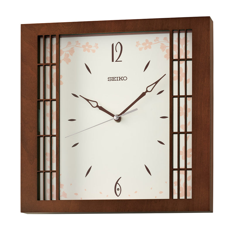 QXA848B Cherry Blossom Glass Panel Clock