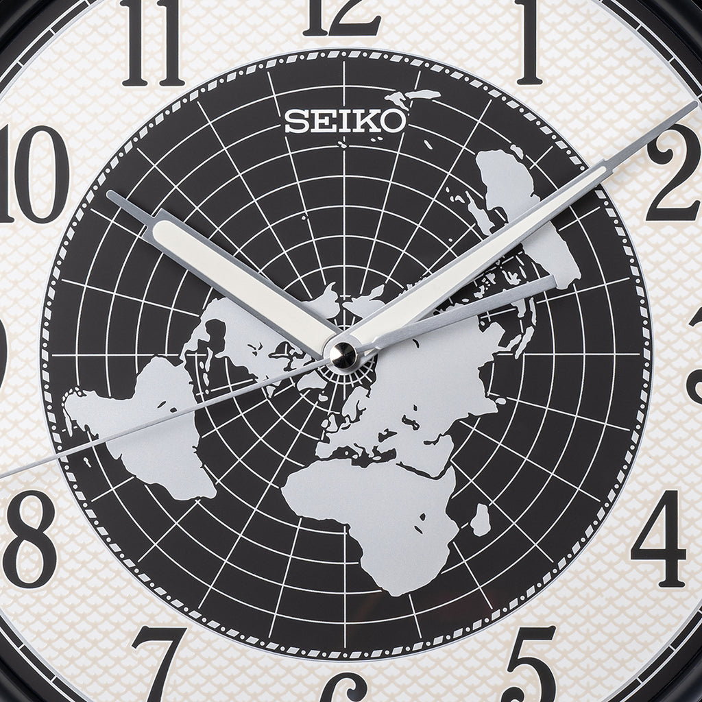 QXA825S Black & Grey World Map Clock