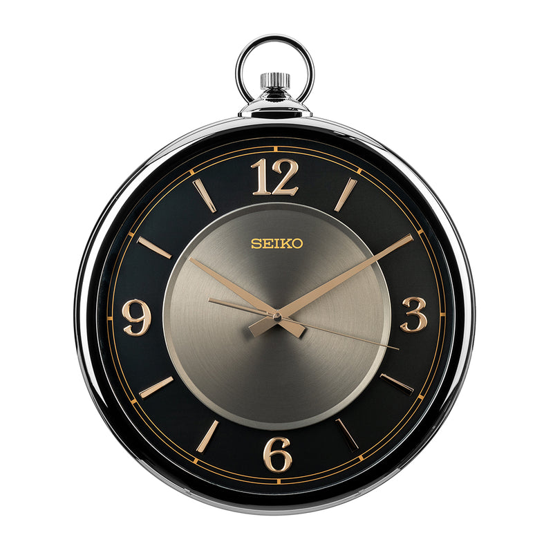 QXA843K Contemporary Black-Grey Décor Clock
