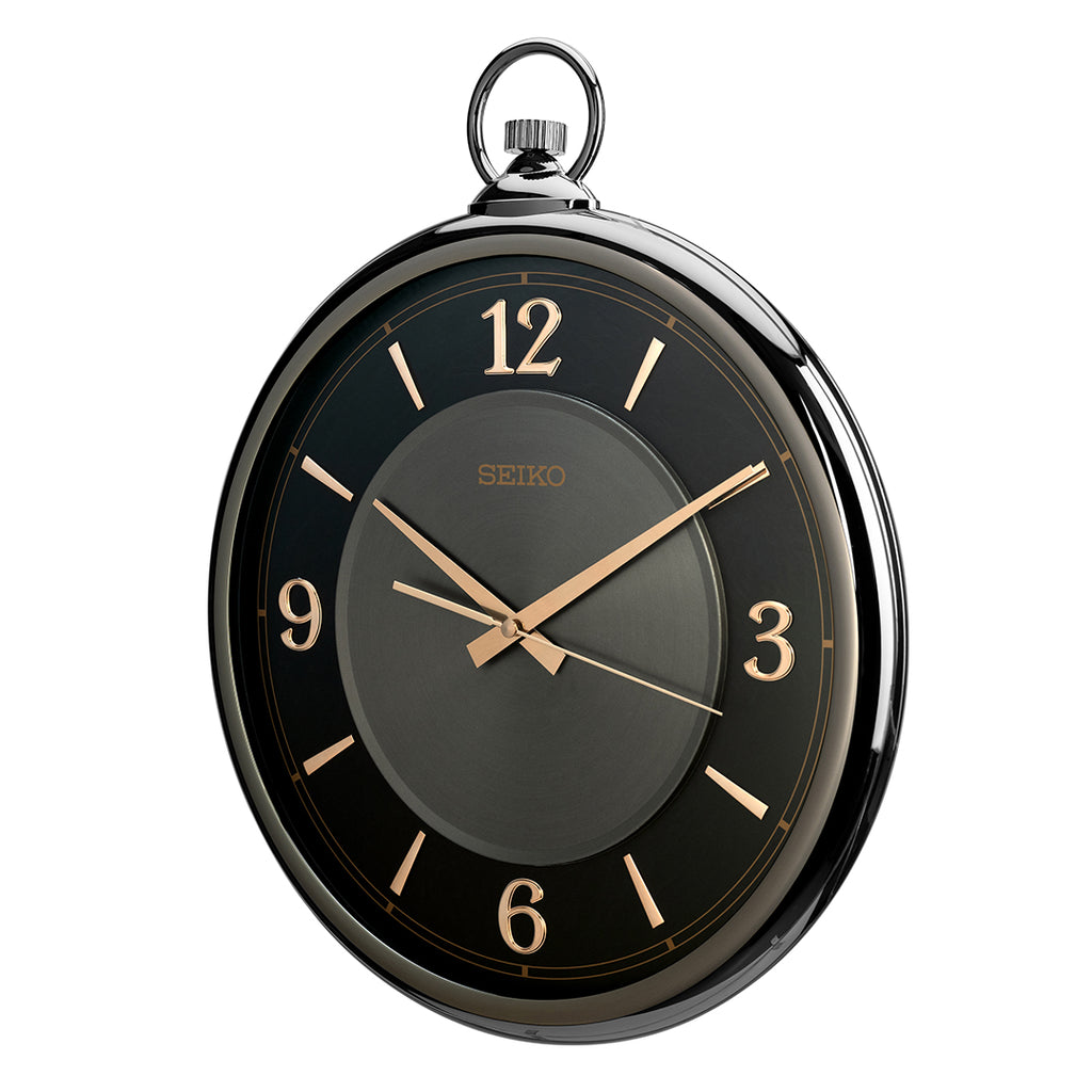QXA843K Contemporary Black-Grey Décor Clock