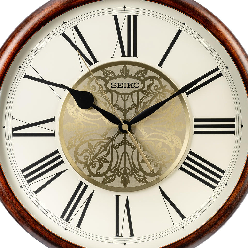 QXA837B Classic Patterned Gold Dial Clock