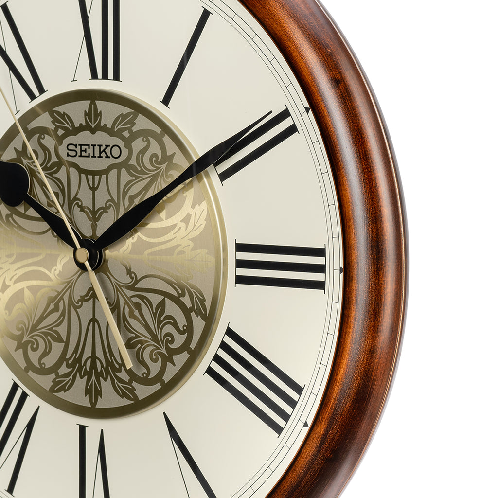 QXA837B Classic Patterned Gold Dial Clock