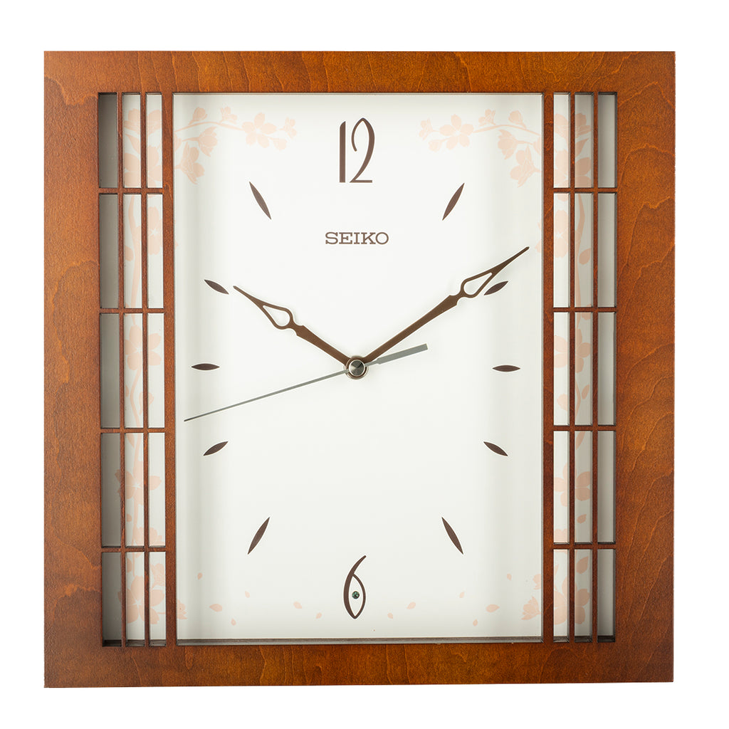QXA848B Cherry Blossom Glass Panel Clock