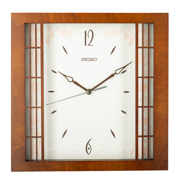 QXA848B Cherry Blossom Glass Panel Clock