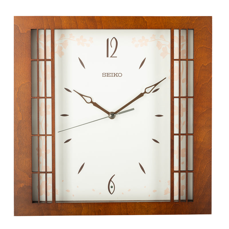 QXA848B Cherry Blossom Glass Panel Clock