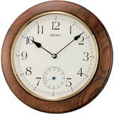 Oak Wood Case & Beige coloured dial Wall Clock. Traditional wall clock for classical homes, office, lobby, restaurants & hotels