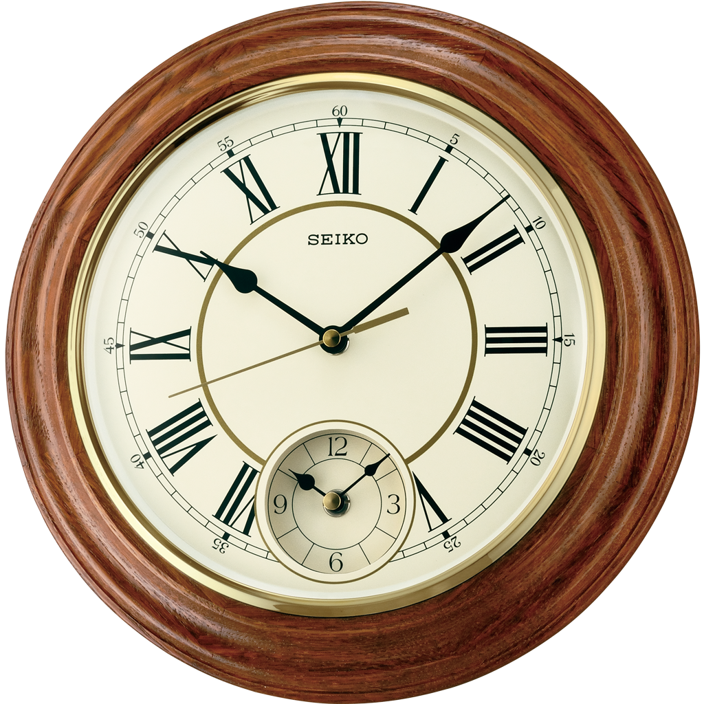 Dual time clock with fine oak wood case & beige dial QXA494B