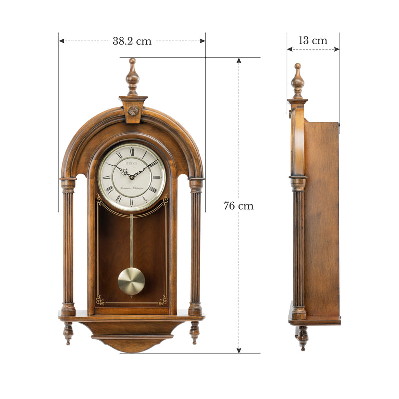 QXH075B Alderwood Pendulum Dual Chime Clock with Hourly Strike