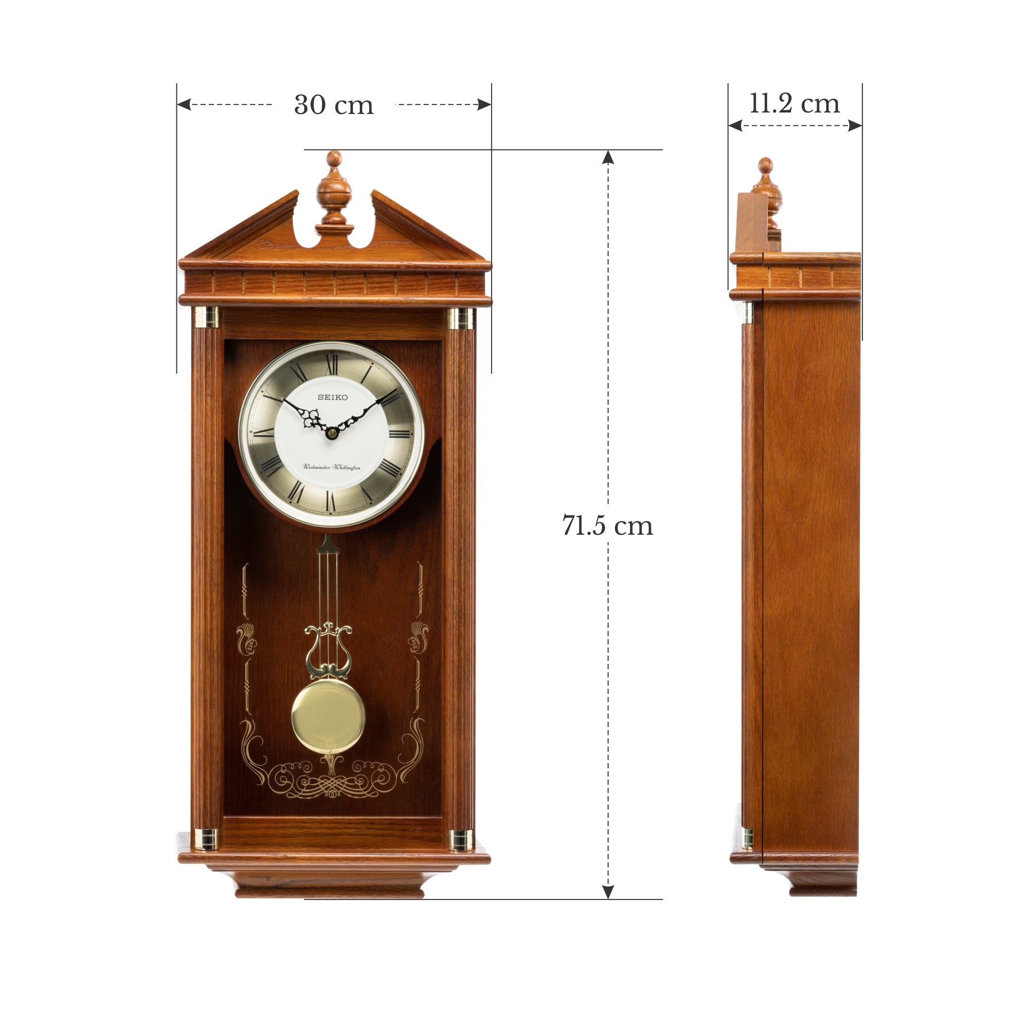 SEIKO ONLINE STORE QXH107B Dual Chime Oak Wood Musical Pendulum – SEIKO ...