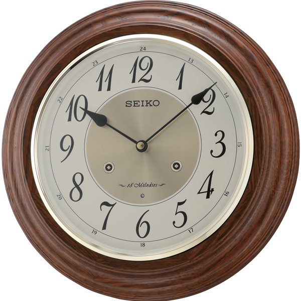 Musical Oak Wood Clock with classic finish and 18 Melodies QXM283B