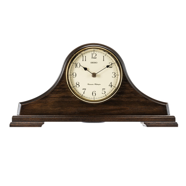 QXJ031B Wooden Oak Finish Mantel Clock with Hourly Chime