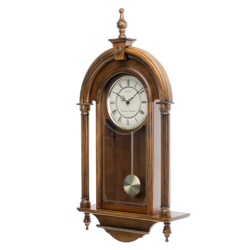 QXH075B Alderwood Pendulum Dual Chime Clock with Hourly Strike