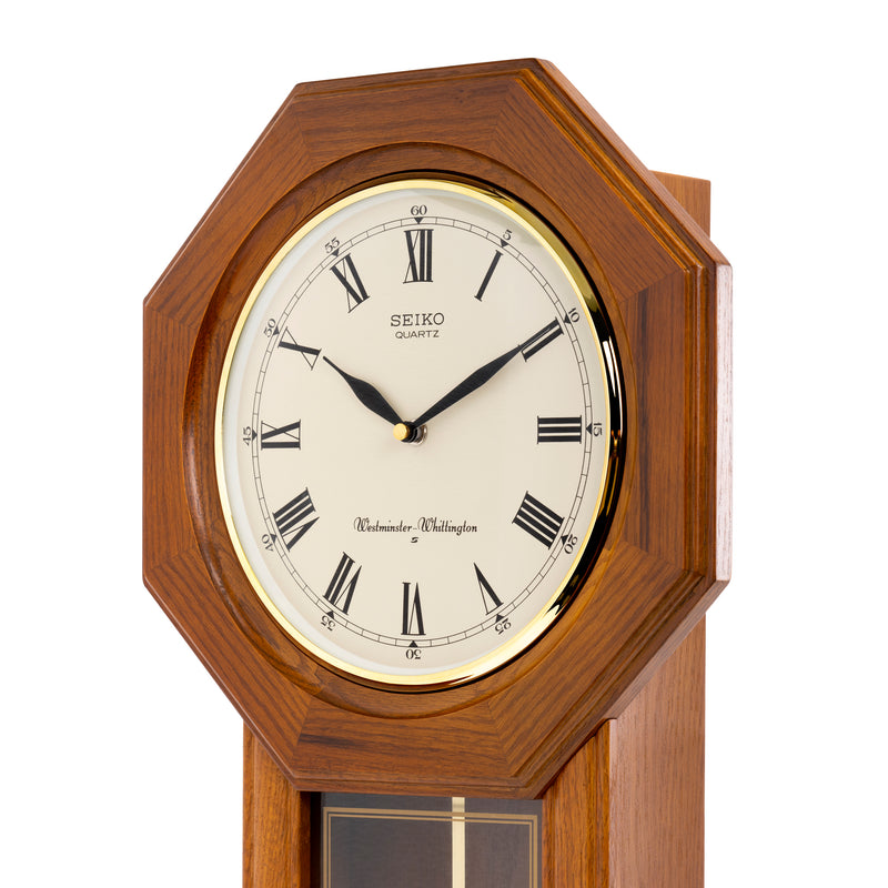 QXH102B DUAL CHIME MUSICAL OAK WOOD PENDULUM CLOCK